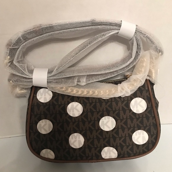 NWT Michael Kors Carmela Small Polka Dot and Signature Logo Pochette Crossbody - Picture 6 of 12